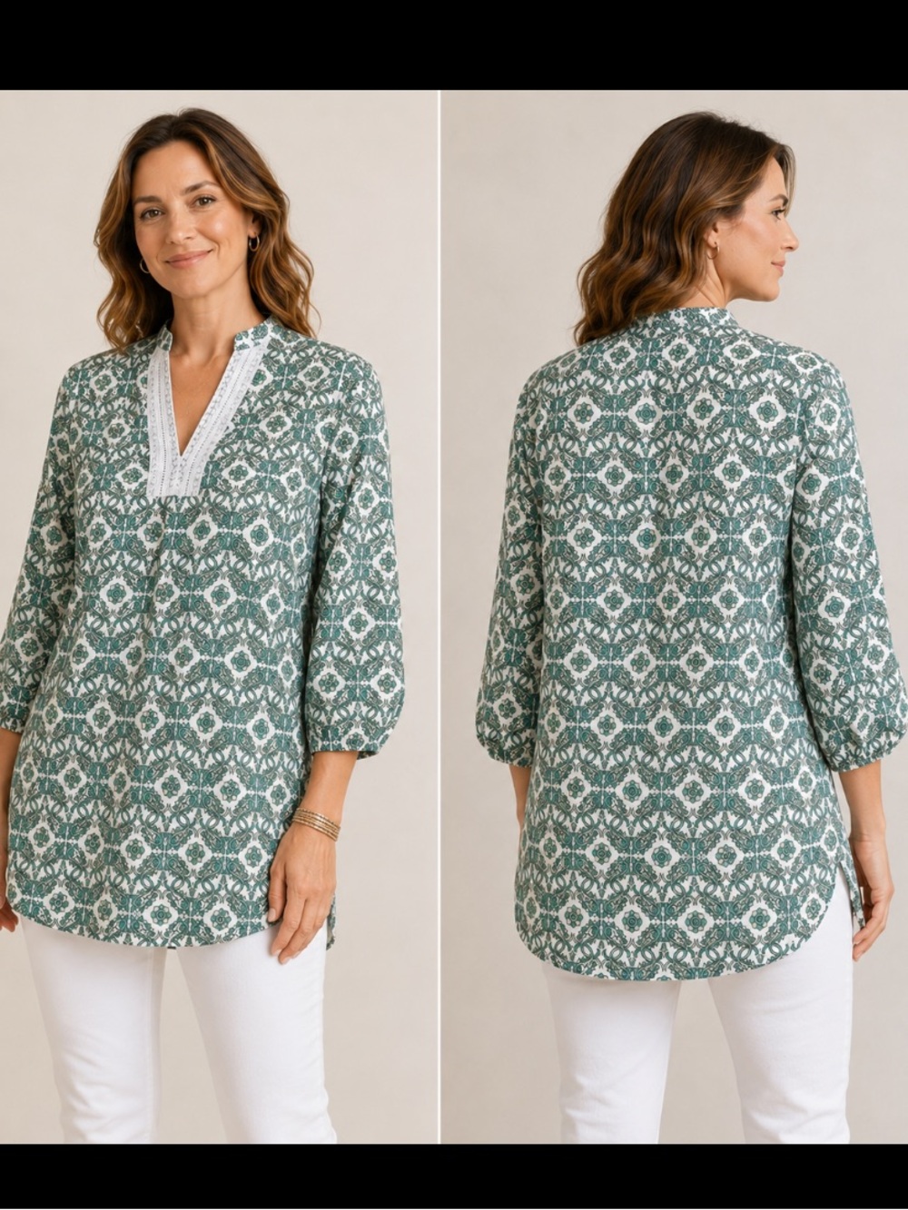 Brooks Brothers paisley geometric cotton tunic sz L